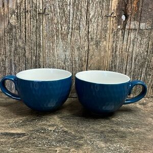 DAVIDsTEA | Deep Teal Blue | Set of Two |Wide Mouth |Textured |10oz |Teacup/Mug
